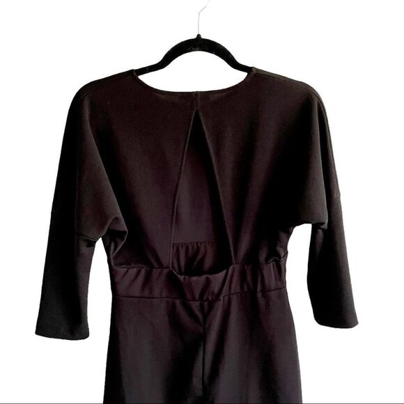 ZARA Y2K Crew Neck Open Back Batwing Dolman Sleeves Mini Dress Black M - Picture 3 of 7